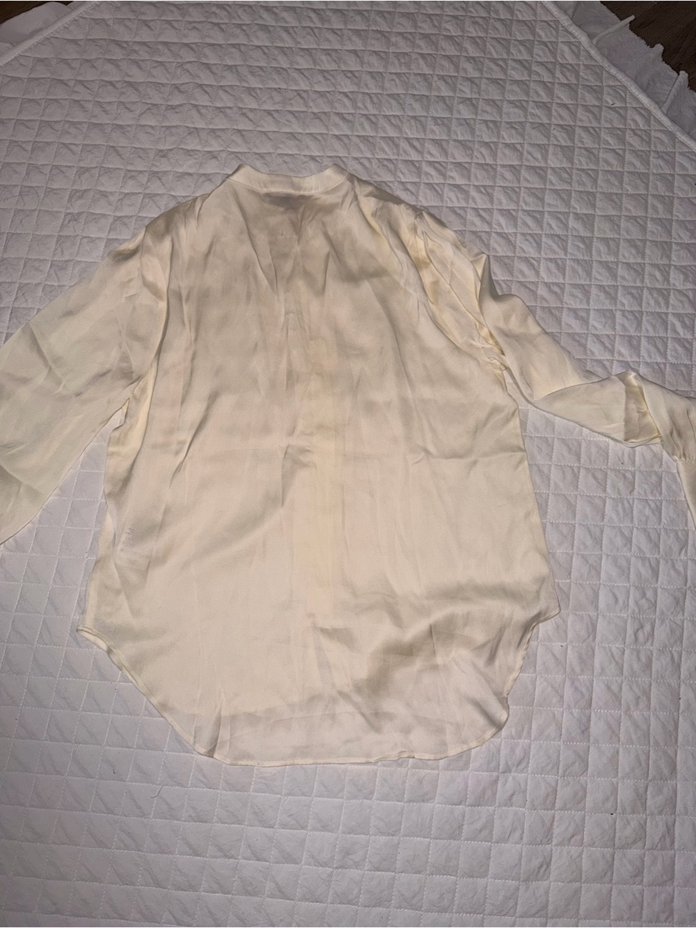 Quince Cream Silk Button-Down Blouse - Picture 3 of 8